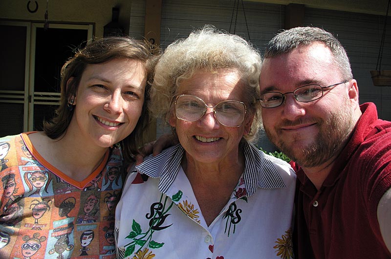 Caroline, my Aunt Anne Burns, and I in Santa Barbara, California